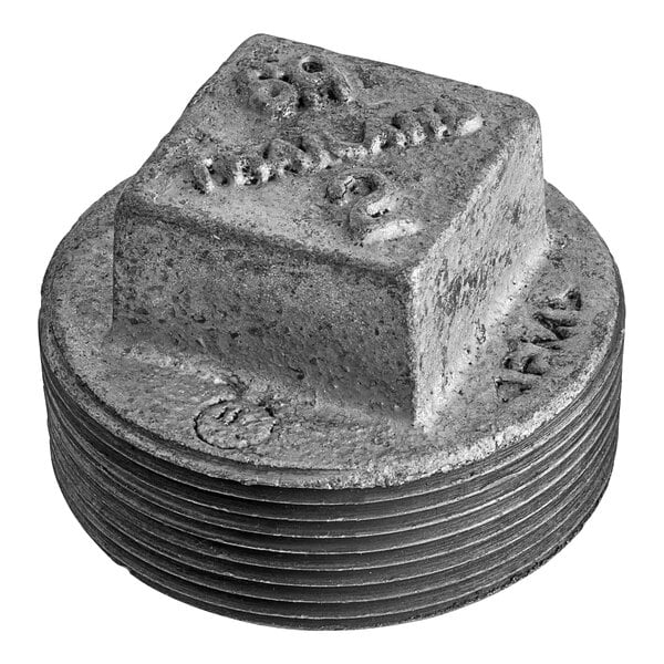 A black metal square drain plug for a Hobart dishwasher.