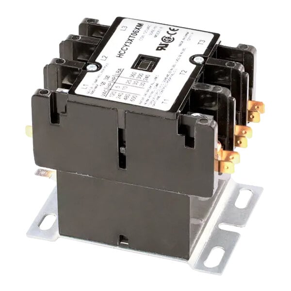 A three-pole electrical contactor with a metal mounting base, labeled as Southbend 9349-120, rated for 60 FLA, 75 amp, and 120V.