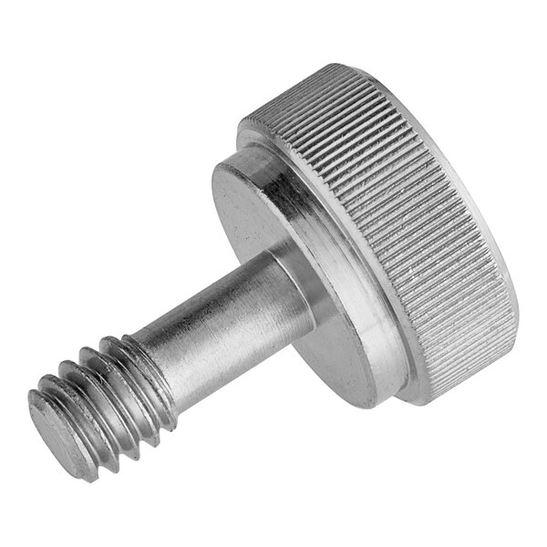 A silver Manitowoc Ice screw with a nut on top.