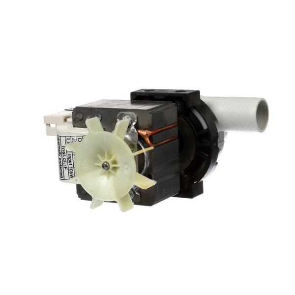 A Blodgett R2726 drain pump motor with a white plastic wheel.