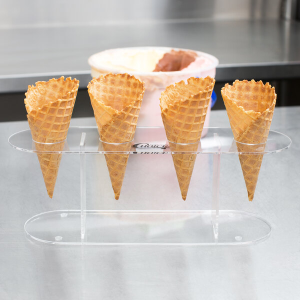 WHITE ACRYLIC ICE-CREAM CONE HOLDER STAND RACK CARRIER CADDY 