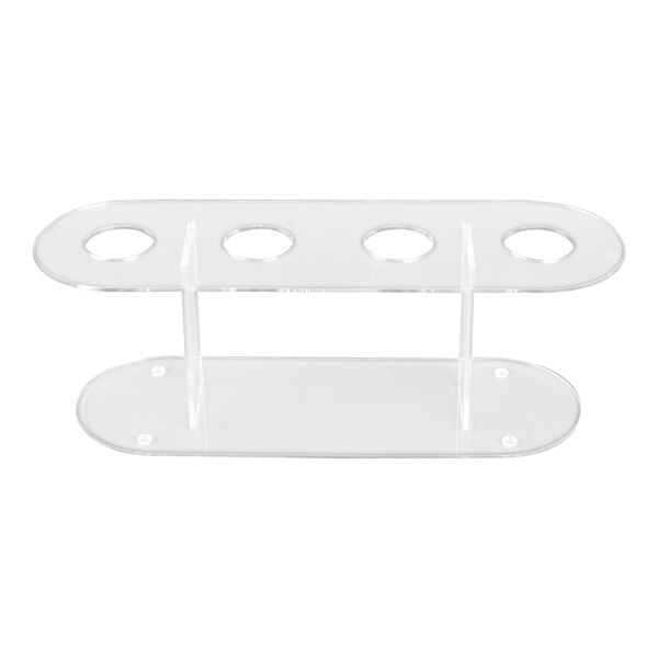 A clear plastic stand with 4 holes for ice cream cones.