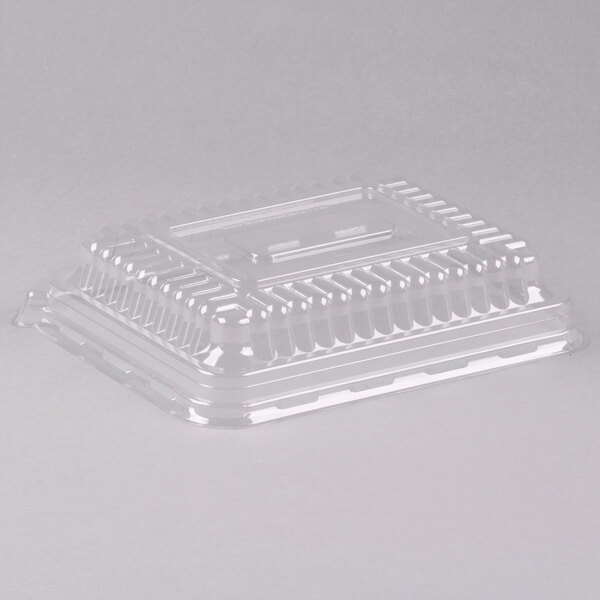A clear plastic Fineline serving tray dome lid.