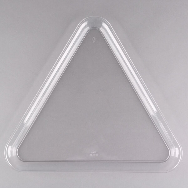 A Fineline clear plastic triangular tray.