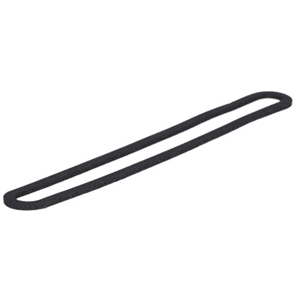 A black rubber band with a white background.