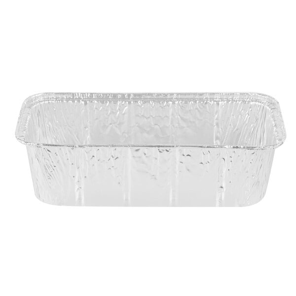 A D&W aluminum foil loaf pan with a lid on a white background.