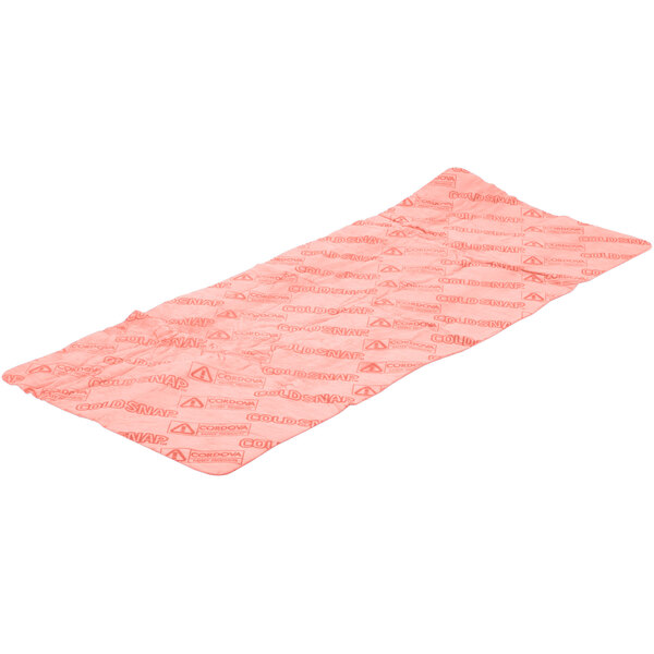 An orange Cordova cooling towel with white text.