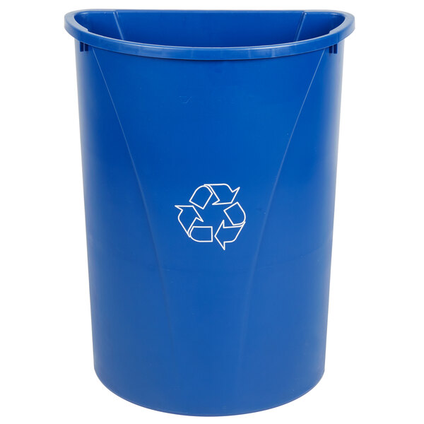 Carlisle 343021rec14 Centurian 21 Gallon Blue Half Round Wallhugger Recycling Trash Can - Half Round Trash Bin Carlisle 343021rec14 Centurian 21 Gallon Blue Half Round Wallhugger Recycling Trash Can - Half Round Trash Bin