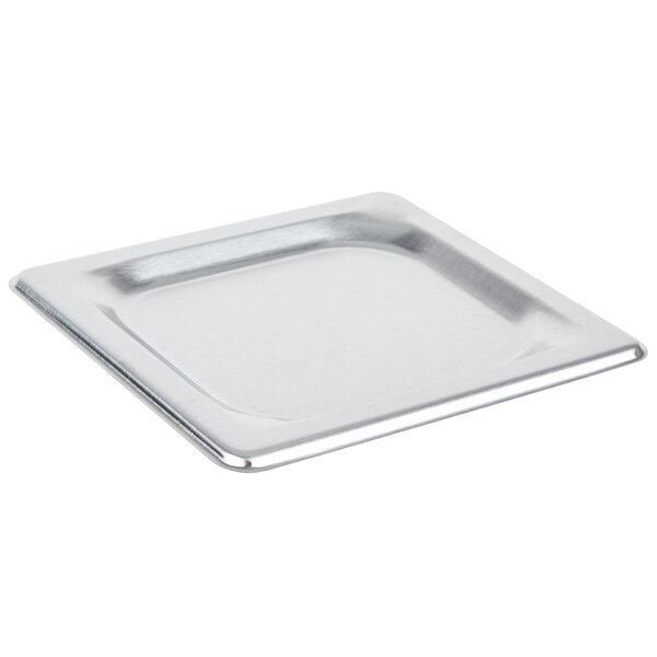 A silver square Vollrath Super Pan 3 cover.