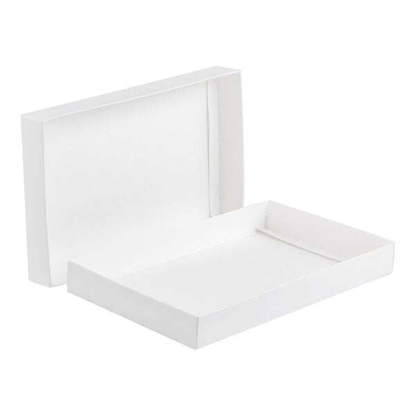 Simplex 9 3/8" x 5 5/8" x 1 1/8" 2-Piece 1 lb. White Candy Box - 250/Case