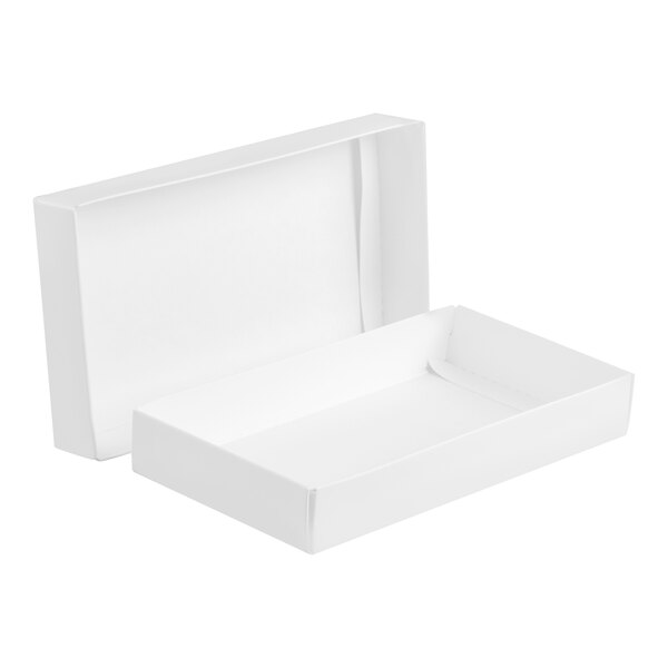 Simplex 7 3/8" x 4" x 1 1/8" 2-Piece 1/2 lb. White Candy Box - 250/Case