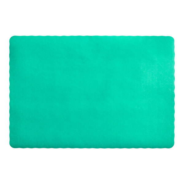 Choice 10" x 14" Teal Colored Paper Placemat with Scalloped Edge - 1,000/Case