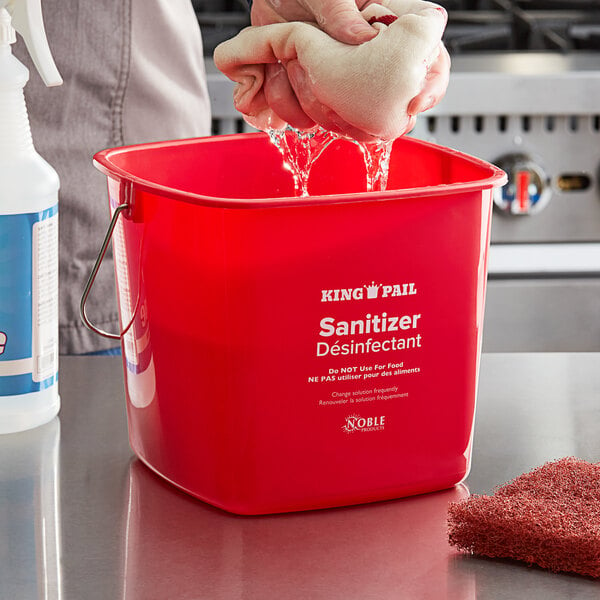 Winco PPL-6R Cleaning Bucket 6 Qt. Red Sanitizing Solution
