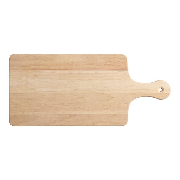 Choice 13 1/4" x 8" Wooden Bread / Charcuterie Cutting Board with 4 3/4" Handle