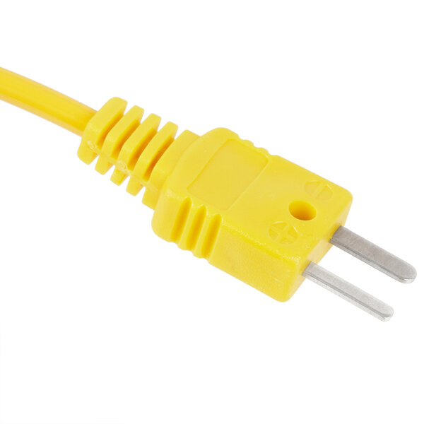 A Taylor hamburger/fillet surface probe with a yellow coiled cable.