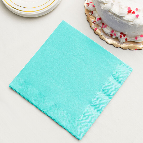 Teal Lagoon Dinner Napkin, 3Ply 1/4 Fold Creative Converting 324769 25/Pack