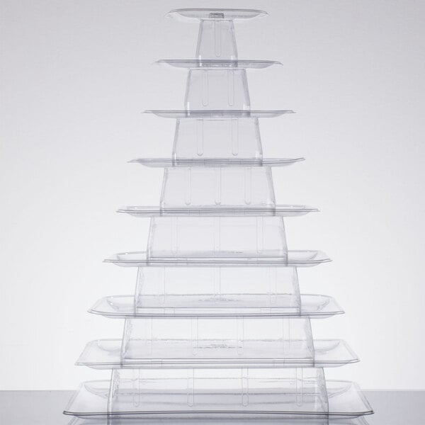 A Matfer Bourgeat clear plastic 9-tier display stand.
