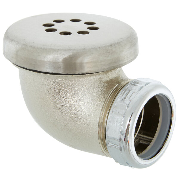 a silver metal pipe with a round hole