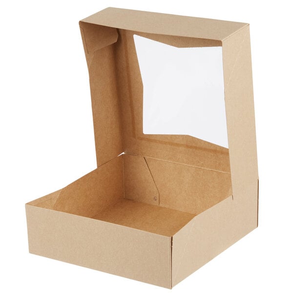 A Kraft bakery box with a window.
