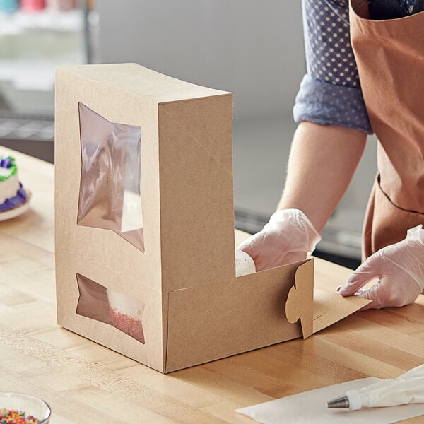 Pack of 15 Hearthstone Window Bakery Box Kraft Auto Pop-Up 9”x 4”x 3.5” 