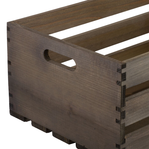 An American Metalcraft wooden crate with handles.