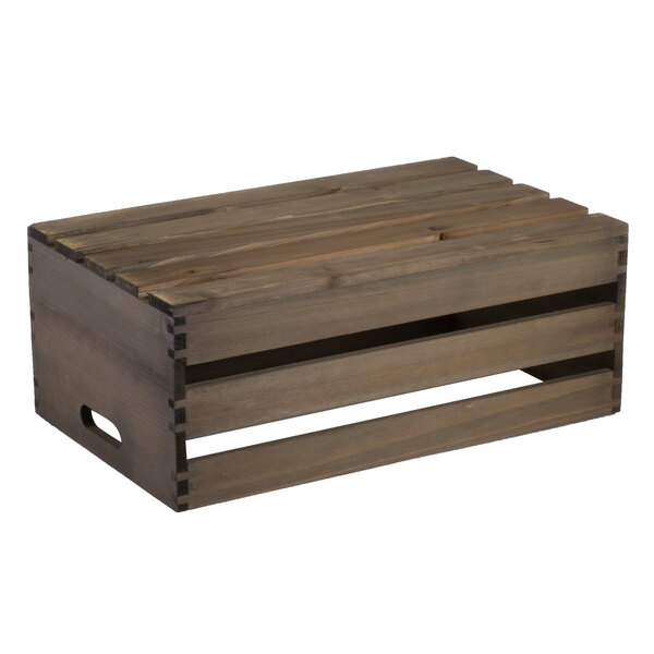An American Metalcraft wooden crate with a handle.