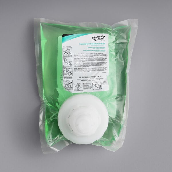 A plastic bag with a white Kutol Health Guard bottle on it.