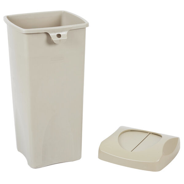 Rubbermaid 6903569BGKIT Untouchable 92 Qt. / 23 Gallon Beige Square ...