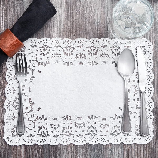 10" x 14 1/2" White French Lace Paper Placemat 1000/Case