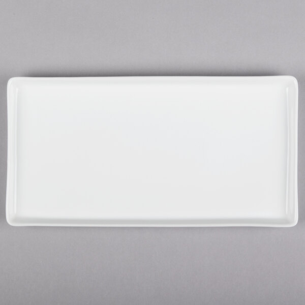 A white rectangular Libbey porcelain tray.