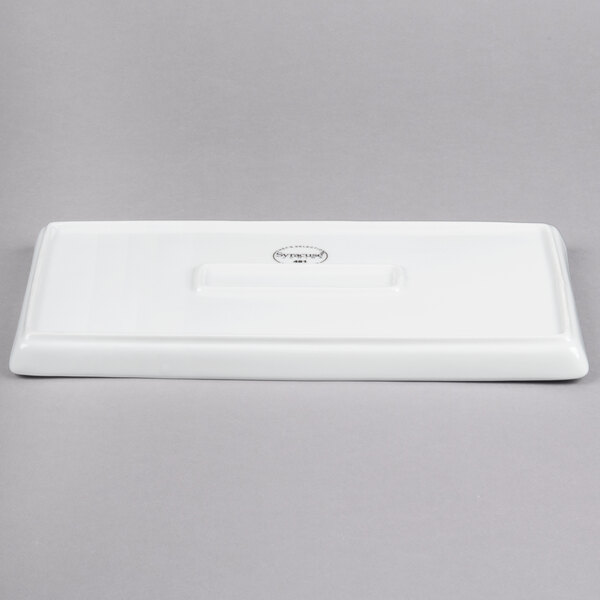 a white rectangular object with a logo