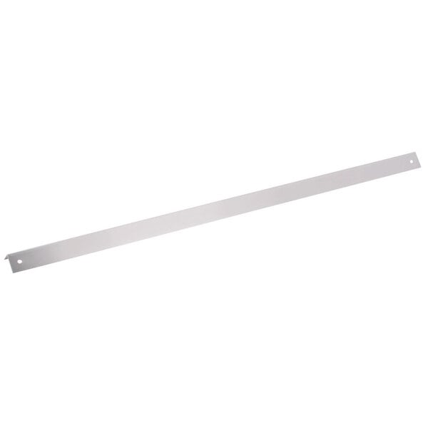 A long metal strip with a white rectangular background.