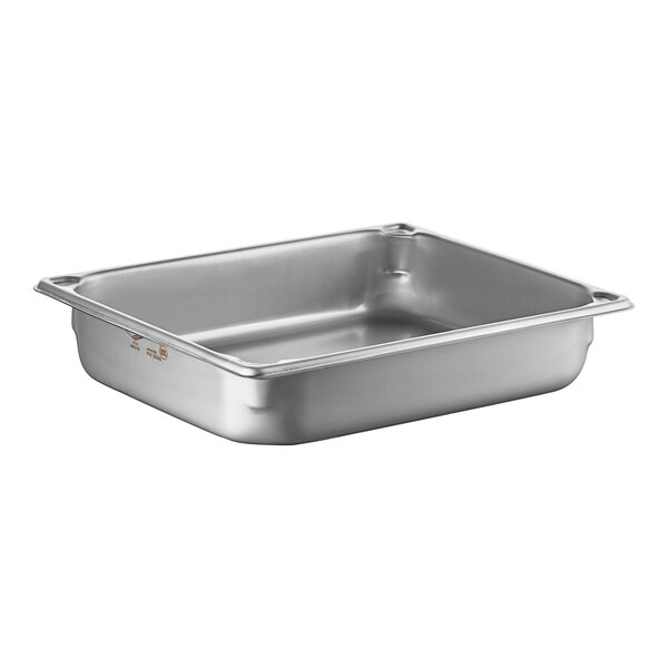 A Vollrath stainless steel steam table pan on a counter.