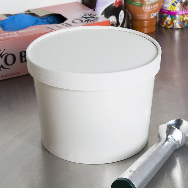 Choice 1/2 Gallon White Paper Frozen Yogurt / Food Cup with