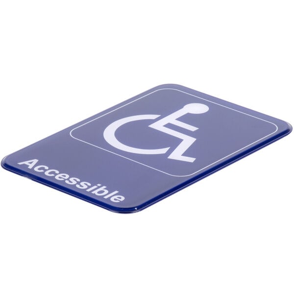 Handicap Accessible Sign - Blue and White, 9" x 6"