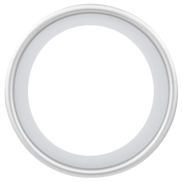 A stainless steel round trash chute with a silver ring around the top.