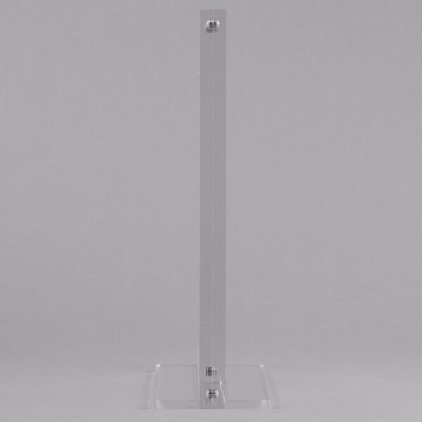 A clear plastic Cal-Mil card holder with metal screws.