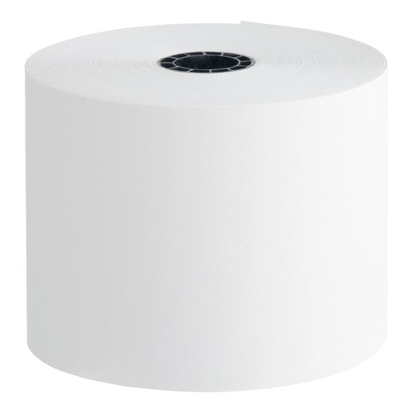 A large white roll of bond cash register or POS calculator paper.