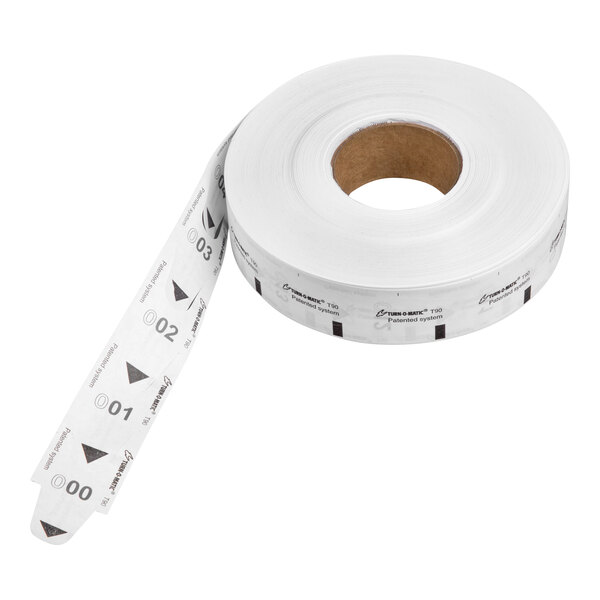 Turn-O-Matic T90 White 3 Digit Take a Number Ticket Roll for D900 Ticket Dispenser