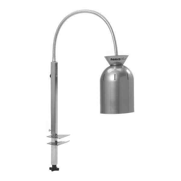 A silver Nemco Single Bulb Clamp On infrared bulb food warmer.