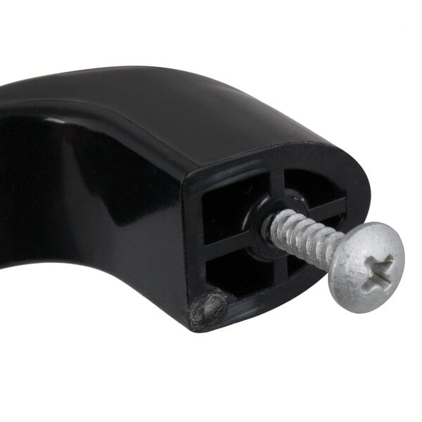 A screw in a black plastic True lid handle