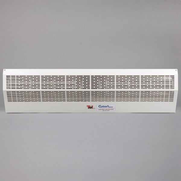 A white rectangular Curtron Air-Pro air curtain with holes.