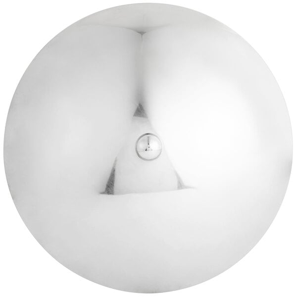 A stainless steel Thunder Group wok cover with a silver ball on it.