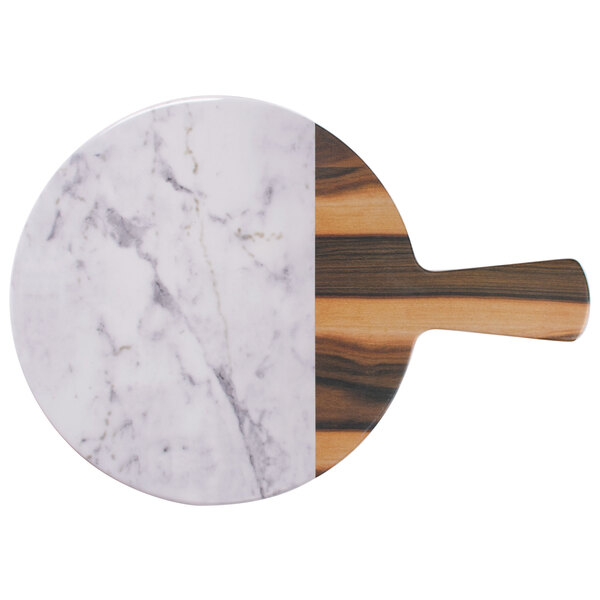 a marble and wood paddle