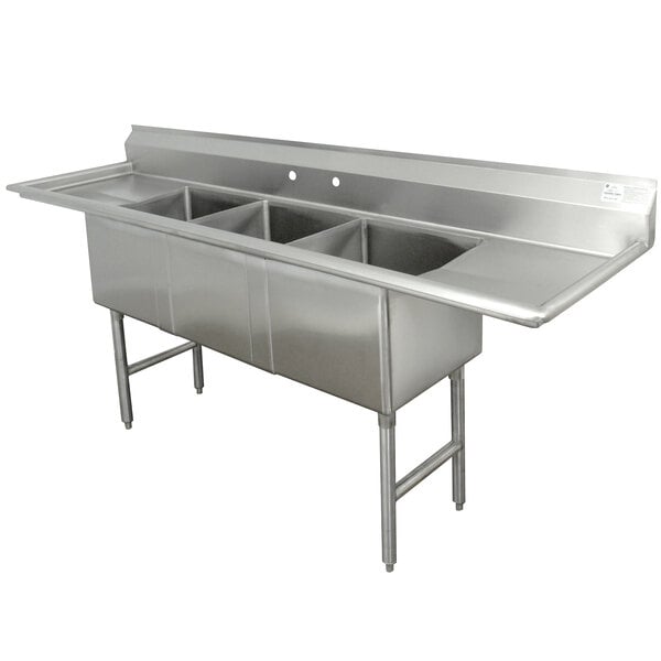 Advance Tabco Fc 3 1515 15rl Three Compartment Stainless Steel Commercial Sink With Two Drainboards 75