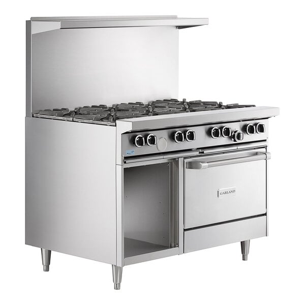 Garland G48-8RS Natural Gas 8 Burner 48" Range with Standard Oven and Storage Base - 302,000 BTU