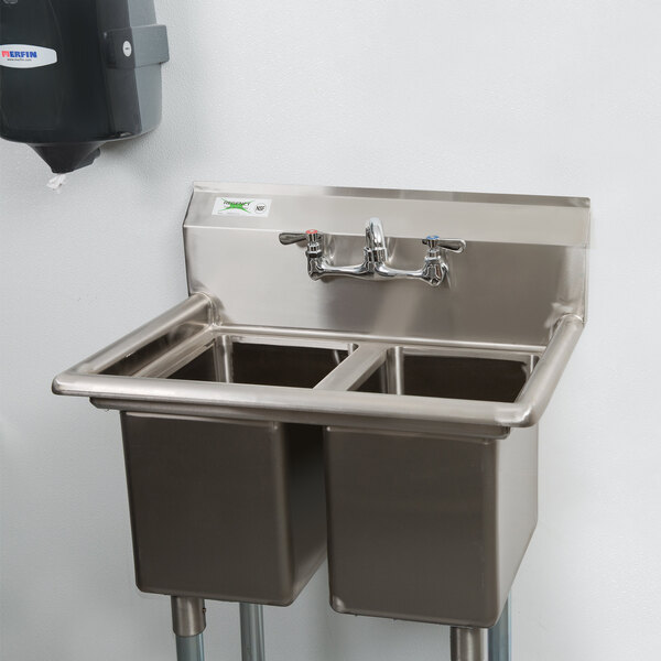 Regency 27 16 Gauge Stainless Steel Two Compartment Commercial Sink Without Drainboard 10 X 14 X 12 Bowls