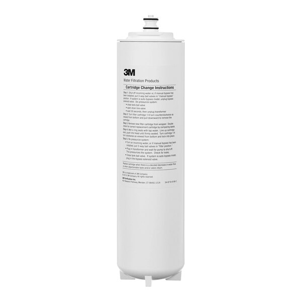 A white cylinder with black text reading "3M Water Filtration Products 5599701"