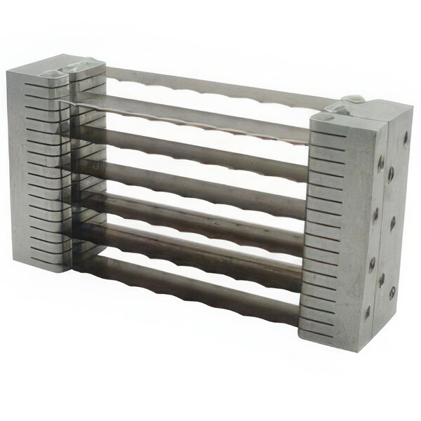 A metal rack with several Nemco 3/16" metal blade assemblies.