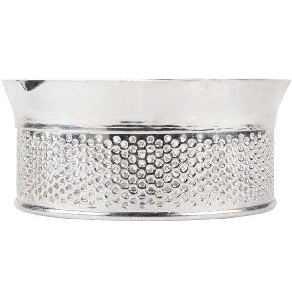 A silver metal container with holes, the Tellier 5/32" perforated sieve.
